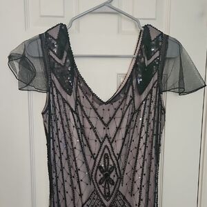 Black Sequin Mesh Dress